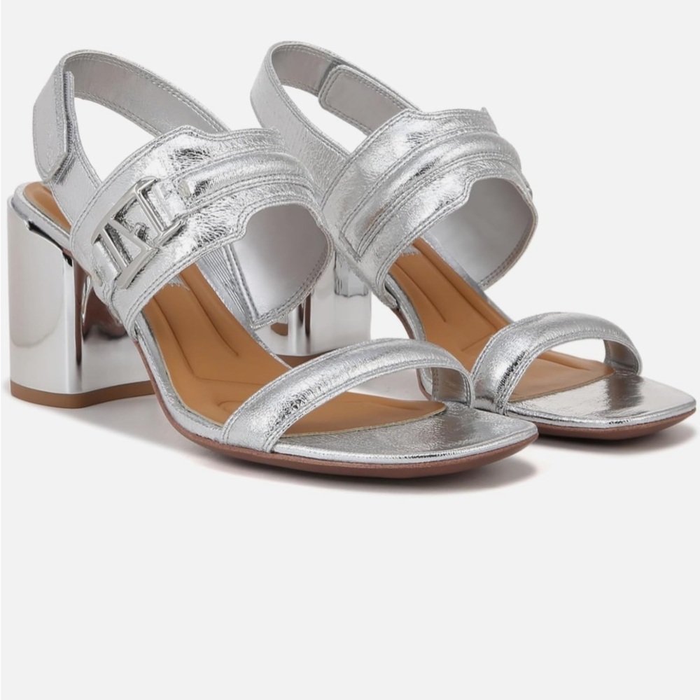 Franco Sarto Silver Block Heel Sandals - size 6 1/2